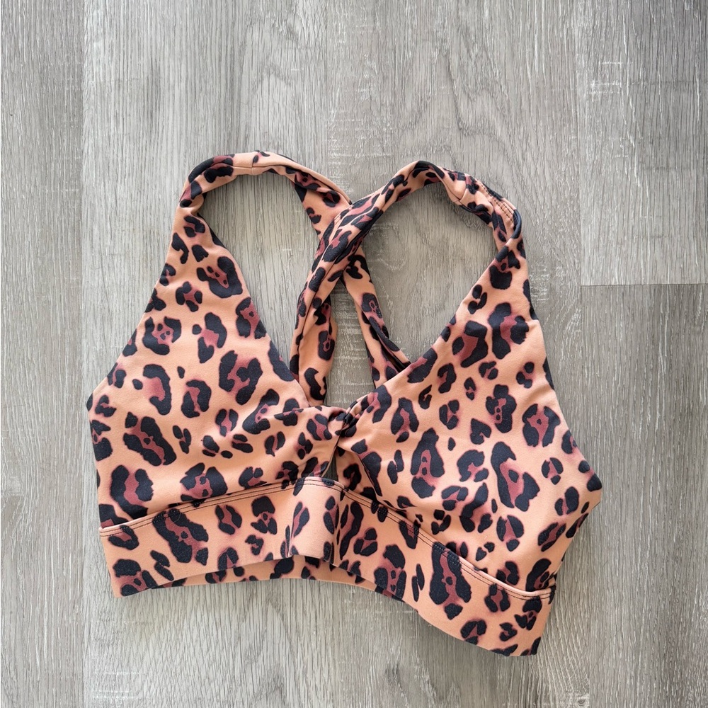 Fabletics Tan and Black Sports Bra